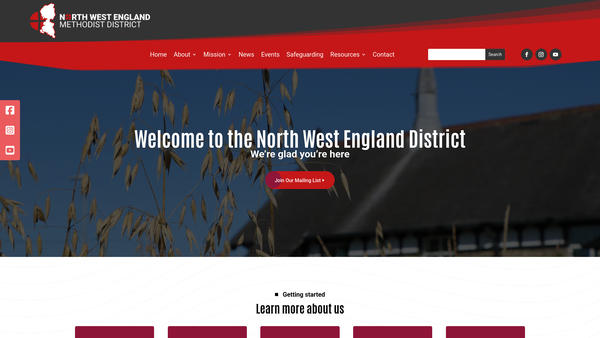 Screenshot of the Methodist Church - North West England District website