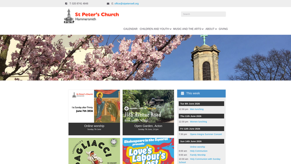 Screenshot of the The Parochial Church Council Of The Ecclesiastical Parish Of St Peter, Hammersmith website