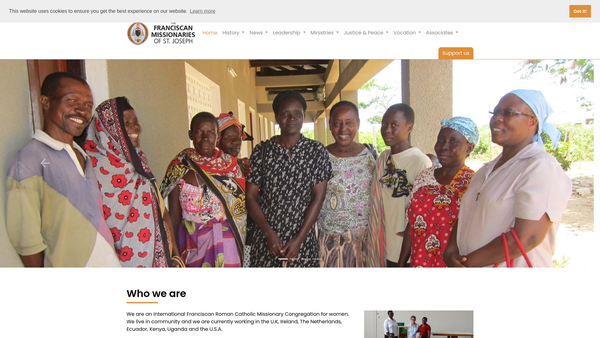 Screenshot of the The Franciscan Missionaries Of St. Joseph website