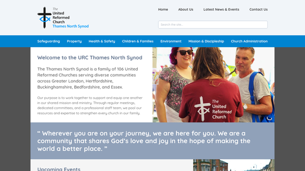 Screenshot of the United Reformed Church Thames North Synod Charities website