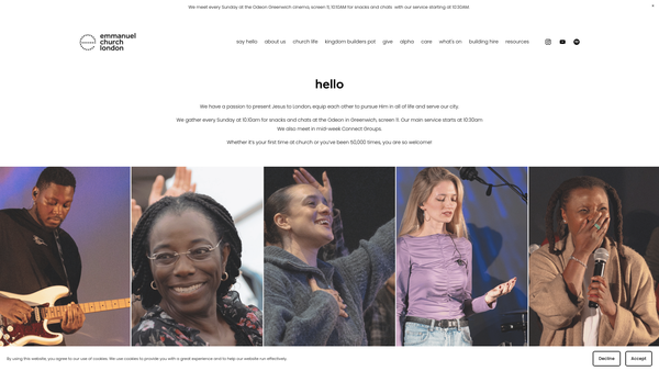 Screenshot of the Emmanuel Church London website