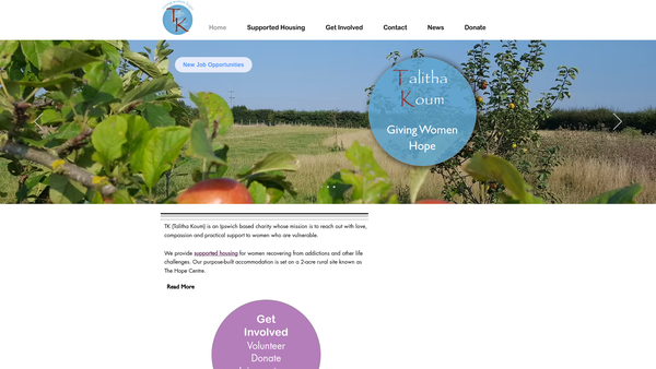 Screenshot of the Talitha Koum Community Ltd website