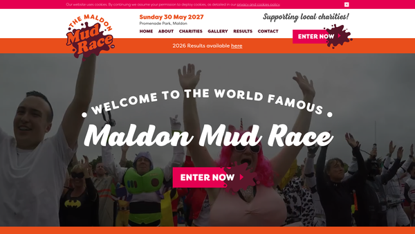 Screenshot of the The Maldon Mud Race Ltd website