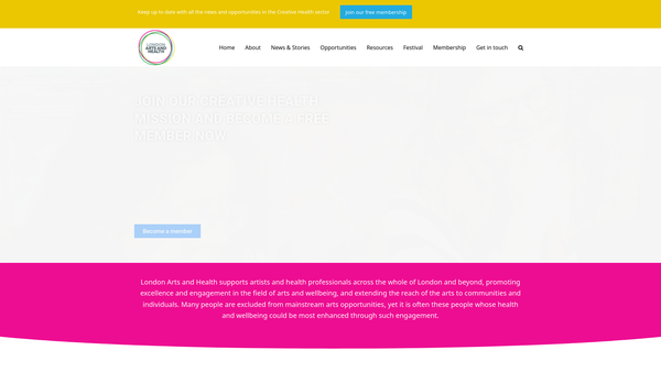 Screenshot of the London Arts In Health Forum website