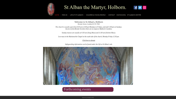 Screenshot of the The Parochial Church Council Of The Ecclesiastical Parish Of Saint Alban The Martyr, Holborn With Saint Peter, Saffron Hill website