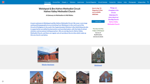 Screenshot of the Welshpool And Bro-Hafren Methodist Circuit website