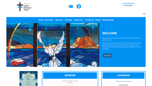 Screenshot of the Bromley United Reformed Church Charity website