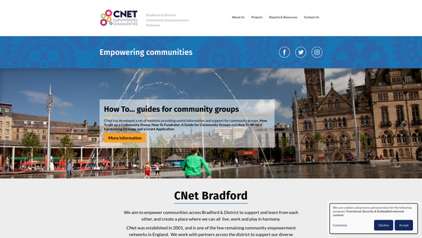 Screenshot of the Bradford And District Community Empowerment Network website