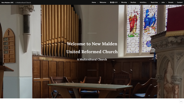 Screenshot of the New Malden United Reformed Church Charity website