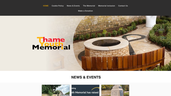 Screenshot of the Thame Youth Memorial Trust website