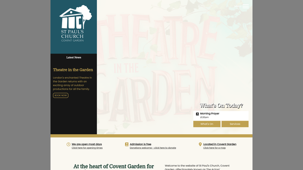 Screenshot of the The Parochial Church Council Of The Ecclesiastical Parish Of St Paul, Covent Garden website