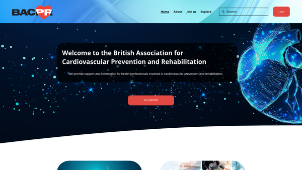 Screenshot of the The British Association For Cardiovascular Prevention And Rehabilitation website