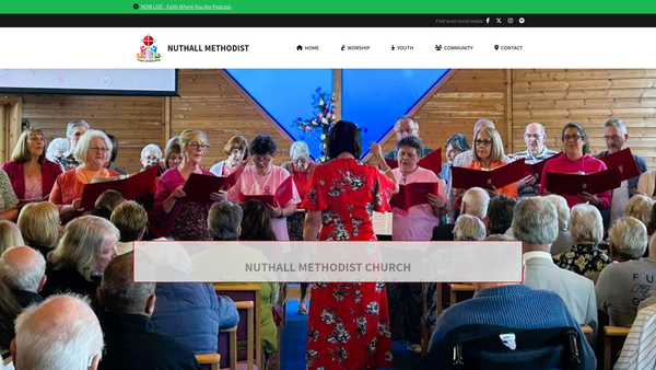 Screenshot of the Nuthall Methodist Church website