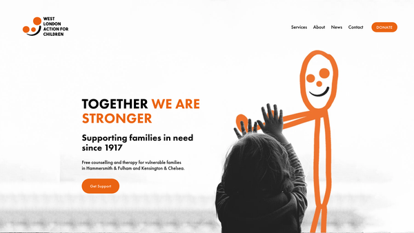 Screenshot of the West London Action For Children website