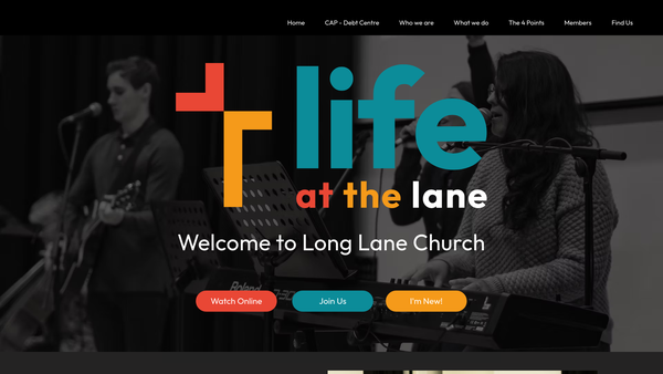 Screenshot of the Long Lane Church website