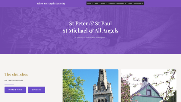 Screenshot of the The Parochial Church Council Of The Ecclesiastical Parish Of St Peter And St Paul, Kettering website