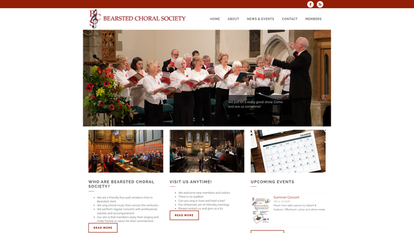 Screenshot of the Bearsted Choral Society website