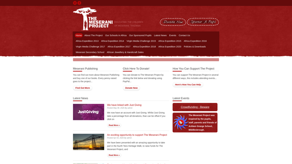 Screenshot of the The Meserani Project website