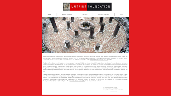 Screenshot of the The Butrint Foundation website