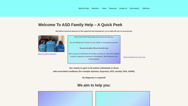 Screenshot of the ASD Family Help website