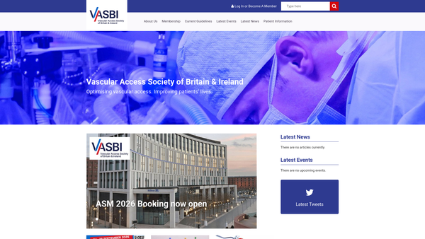 Screenshot of the Vascular Access Society Of Britain & Ireland website