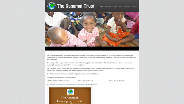 Screenshot of the The Kanamai Development Trust website