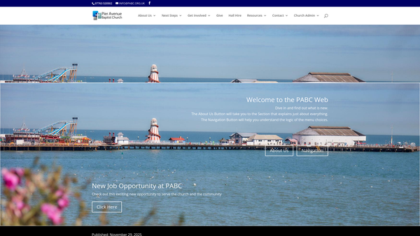 Screenshot of the Pier Avenue Baptist Church website