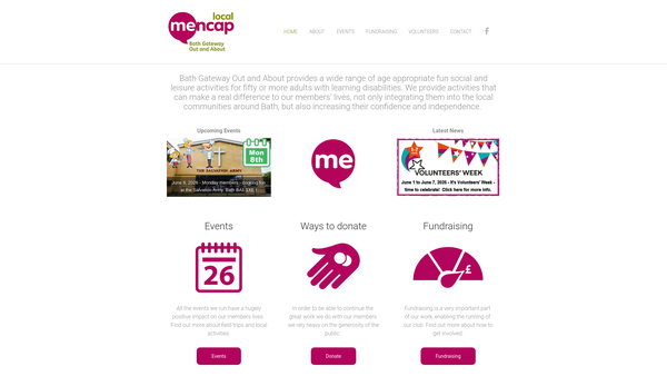 Screenshot of the Bath Gateway Out & About website