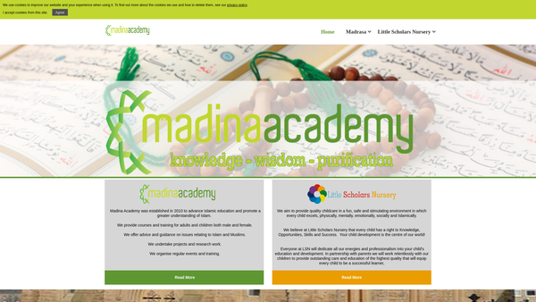 Screenshot of the Madina Academy website