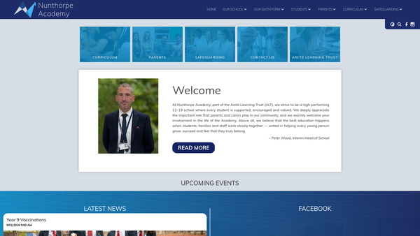 Screenshot of the Parent Voice Group Friends Of Nunthorpe School website