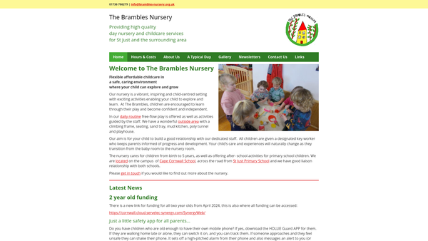 Screenshot of the The Brambles Nursery And Children's Centre Ltd website