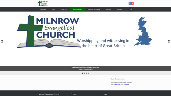 Screenshot of the Milnrow Evangelical Church website