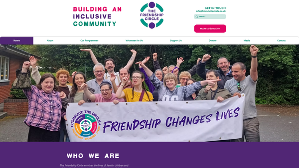 Screenshot of the The Friendship Circle (UK) website