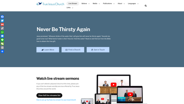 Screenshot of the True Jesus Church Portsmouth website