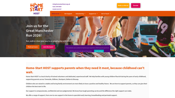 Screenshot of the Home-Start HOST website