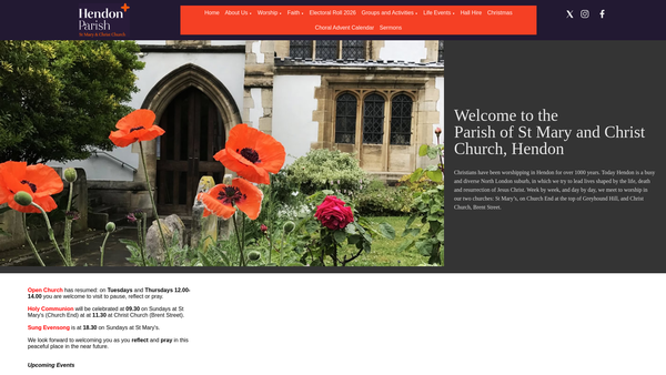Screenshot of the The Parochial Church Council Of The Ecclesiastical Parish Of St Mary And Christ Church Hendon website