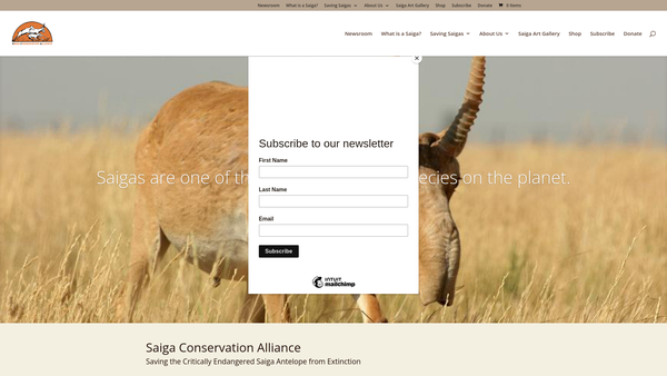 Screenshot of the Saiga Conservation Alliance website