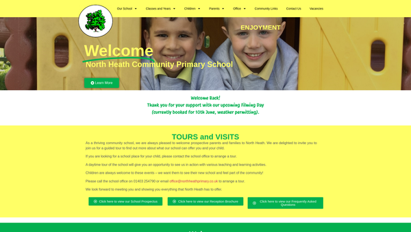 Screenshot of the Friends Of North Heath Cp School website