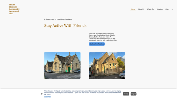 Screenshot of the The Mount Pleasant Centre Ltd website