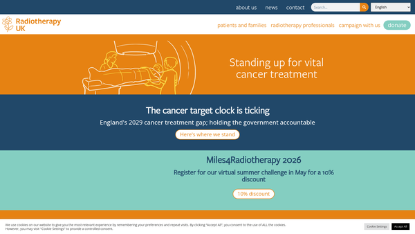 Screenshot of the Radiotherapy UK website