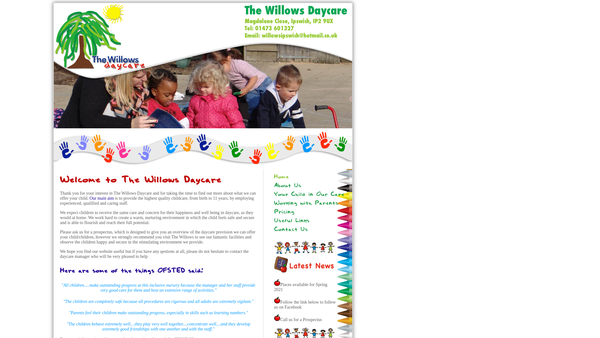 Screenshot of the The Willows Daycare Limited website