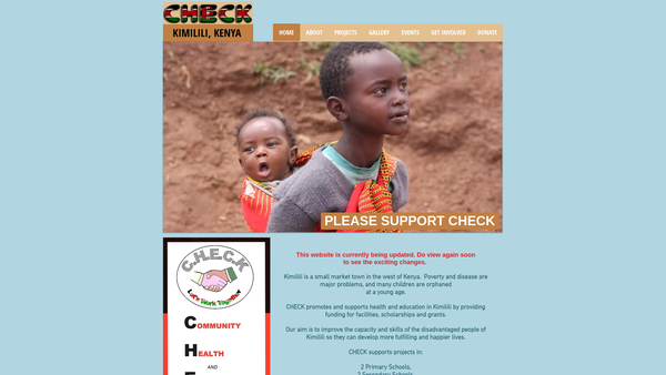 Screenshot of the Community Health And Education For Children Of Kimilili website