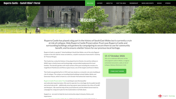 Screenshot of the Ruperra Castle Preservation Trust website