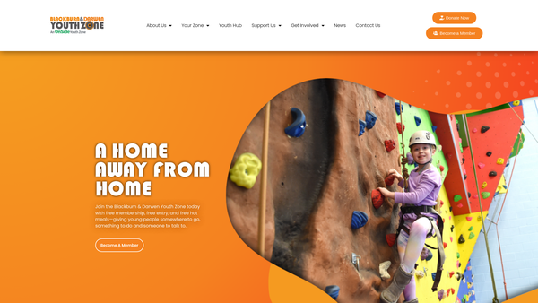 Screenshot of the Blackburn Youth Zone website