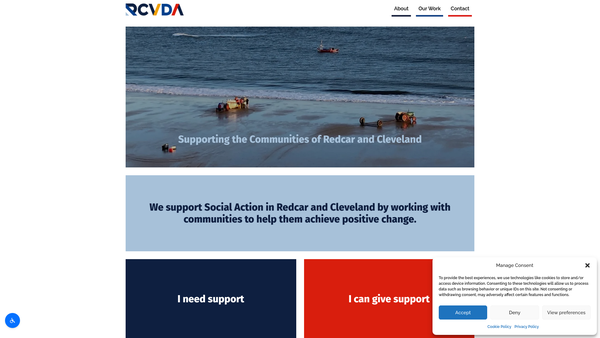 Screenshot of the Redcar & Cleveland Voluntary Development Agency website