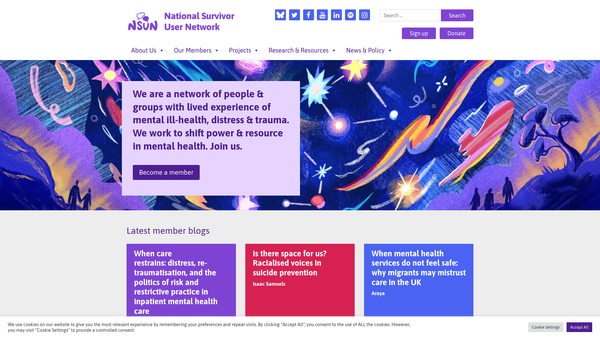 Screenshot of the National Survivor User Network website
