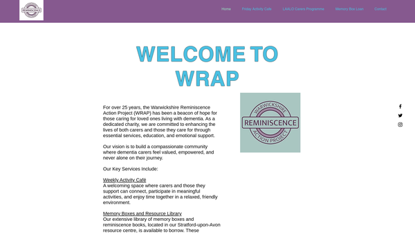 Screenshot of the Warwickshire Reminiscence Action Project website