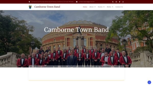 Screenshot of the Camborne Town Band Music Society website