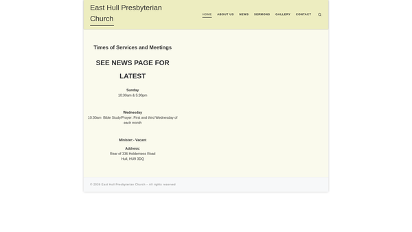 Screenshot of the East Hull Presbyterian Church (Evangelical) Trust website