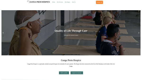Screenshot of the Ganga Prem Hospice website